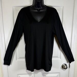 Uniqlo Women’s Black V-Neck Long Sleeve Spandex Blend Shirt Size Medium
